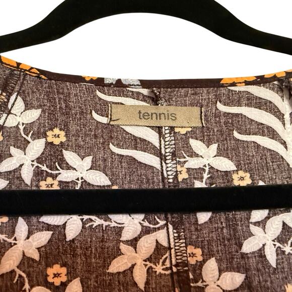 tennis Sx l/XL Long Kaftan Coverup Floral Beaded Beach Pool Vacation Boho Cruise - Picture 2 of 16